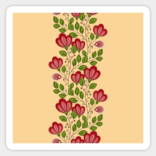 Colored Striped Pattern with Vintage Floral Motifs Sticker